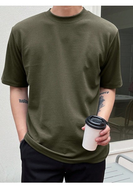 - Erkek Basic Super Pamuklu Oversize Koyu Haki Tişört fiyatları