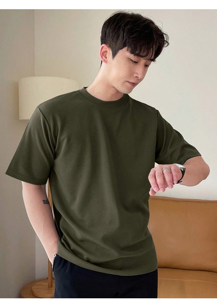 - Erkek Basic Super Pamuklu Oversize Koyu Haki Tişört modelleri