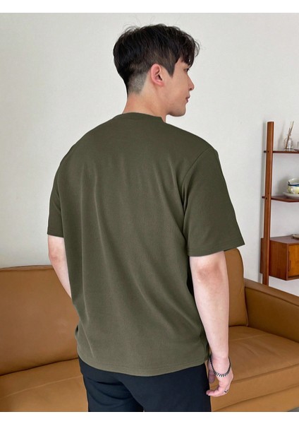 - Erkek Basic Super Pamuklu Oversize Koyu Haki Tişört indirimleri