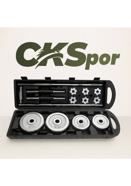 Ckspor 50 kg Krom Döküm Çantalı Dambıl Bar Set CKS19 modelleri