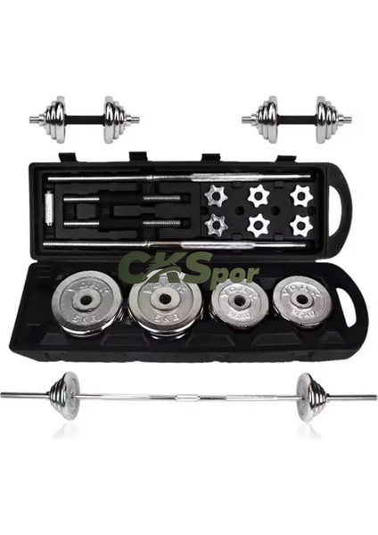 Ckspor 50 kg Krom Döküm Çantalı Dambıl Bar Set CKS19