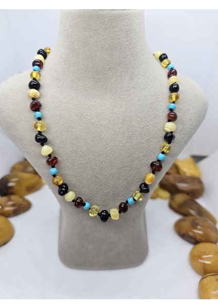 Kehribar Bebek Kolyesi Firuze Serpme Sertifikalı fiyatları