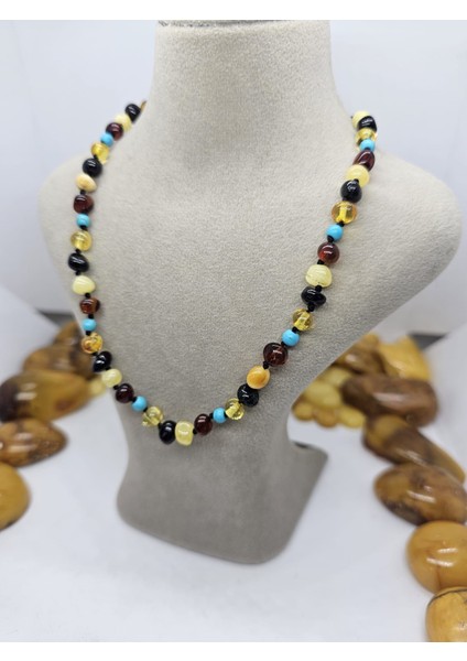 Kehribar Bebek Kolyesi Firuze Serpme Sertifikalı modelleri