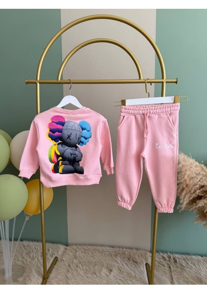Kız Çocuk Pamuklu 2'li Takım Sırt Baskılı Alt - Üst Takım Eşofman Takım fiyatları