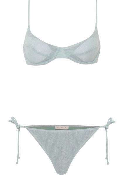 Lurex Balenli Gold Simli Su Yeşili Bikini