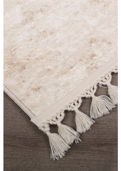 Nova Krem Leke Tutmaz Yıkanabilir Kaymaz Ponpon Saçaklı Yolluk Püsküllü Kesme Koridor Halısı fiyatları