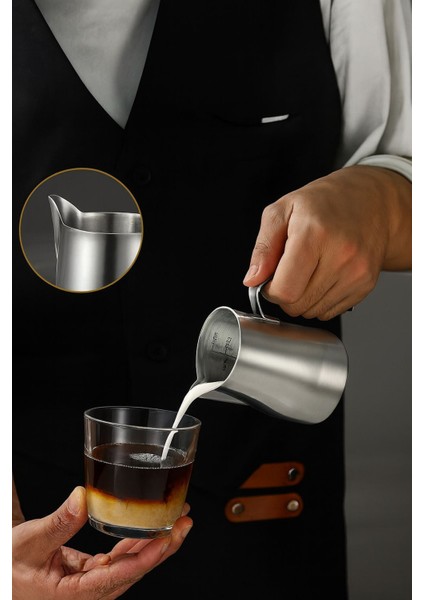 Çelik 350 ml Kahve Süt Köpürtme Potu Sütlük Pitcher MT190 modelleri