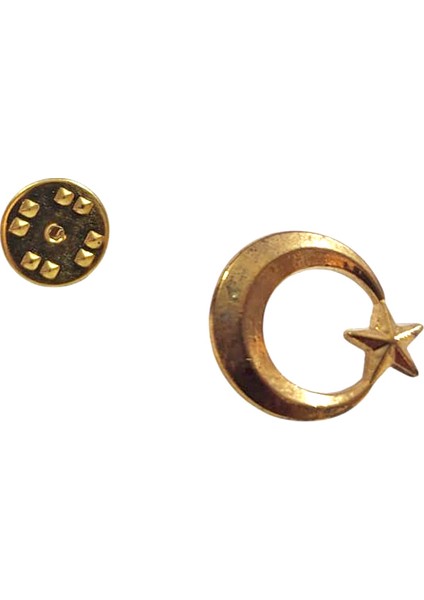 Türk Bayrağı Ay ve Yıldız Yaka Rozeti Sarı - 1 Adet