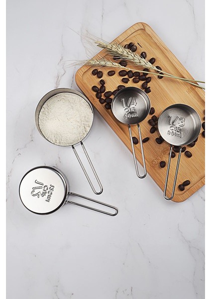 Çelik 4 Parça Kahve Baharat Un Bakla Ölçüm Kaşığı MT149 fiyatları