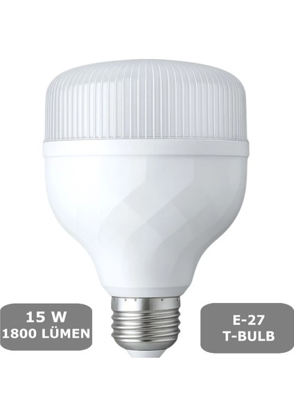 15W Torch Ampul E27 T-Bulb LED Beyaz Renk 1800 Lümen