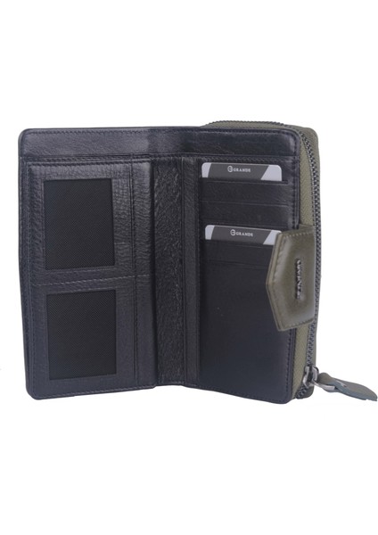 Hakiki Deri Kadın Cüzdan Yeşil 2716