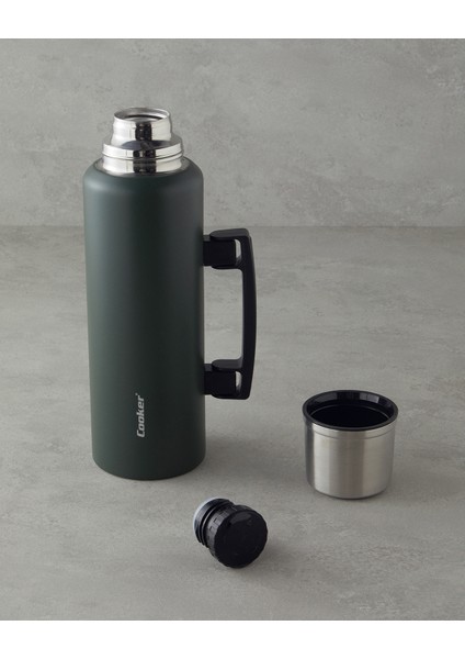 Heatlock Çelik Bardaklı Termos 1,5l Koyu Yeşil