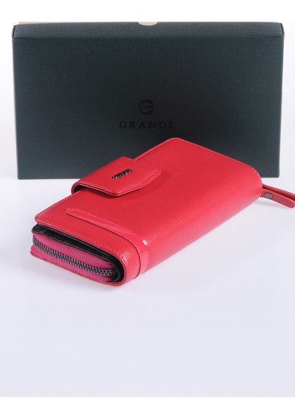 Hakiki Deri Kadın Cüzdan Fuşya 2714