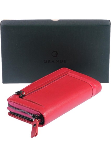 Hakiki Deri Kadın Cüzdan Fuşya 2714