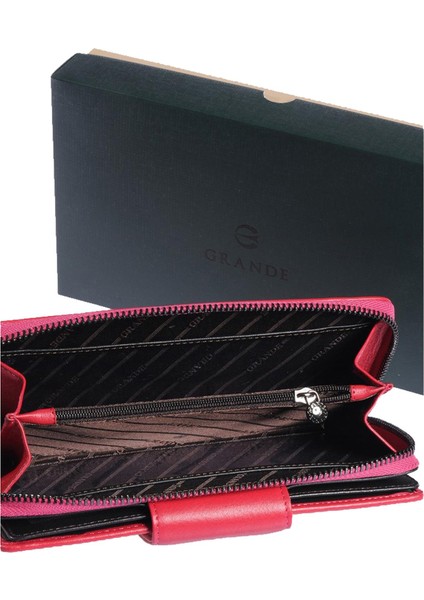 Hakiki Deri Kadın Cüzdan Fuşya 2714