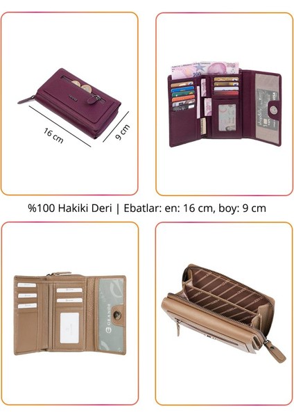 Hakiki Deri Kadın Cüzdan Fuşya 2714