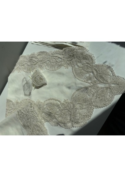 Simli Kelebek Model Ekru Gardenya Keten 12 Kişilik 26 Parça Yemek Takımı modelleri