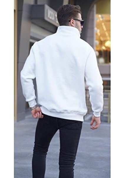 Ekru Fermuar Yaka Nakışlı Sweatshirt 6028 fiyatları