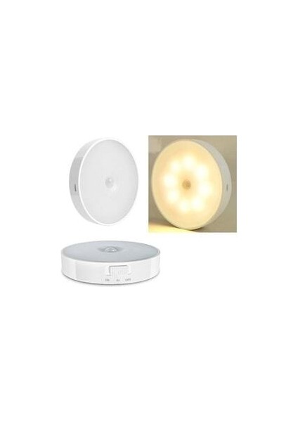 Hareket Sensörlü Sarı Renk USB Şarjlı LED Işık Lamba