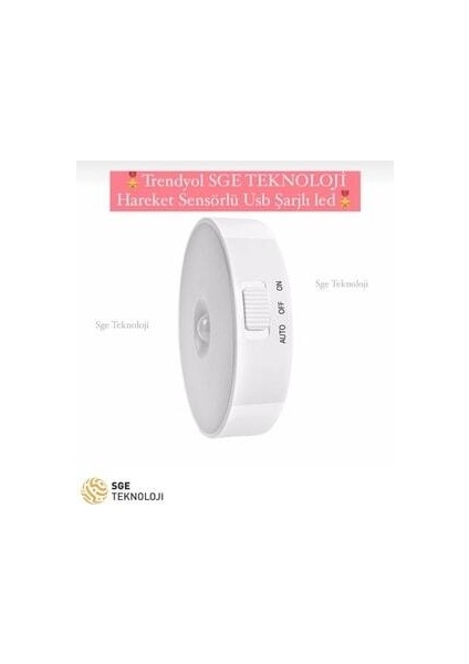 Hareket Sensörlü Sarı Renk USB Şarjlı LED Işık Lamba fiyatları