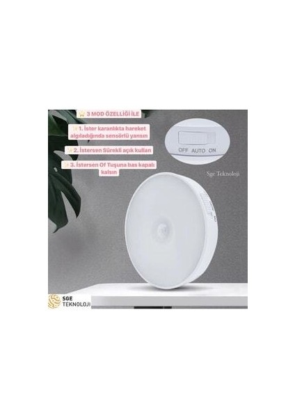 Hareket Sensörlü Sarı Renk USB Şarjlı LED Işık Lamba modelleri