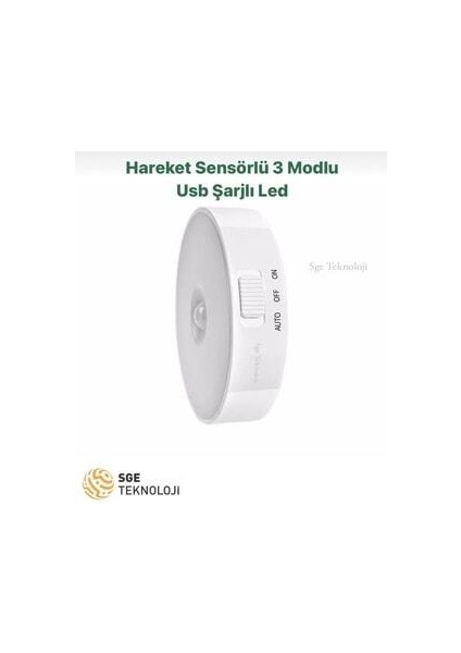 Hareket Sensörlü Sarı Renk USB Şarjlı LED Işık Lamba fırsatları