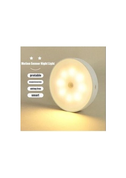 Hareket Sensörlü Sarı Renk USB Şarjlı LED Işık Lamba