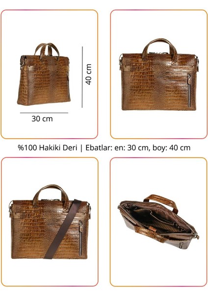Erkek Hakiki Deri Evrak Çantası Kahve 6874