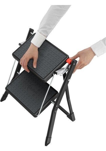 MK61 Standartline Çelik 2 Basamaklı Katlanabilir Merdiven Siyah Renk