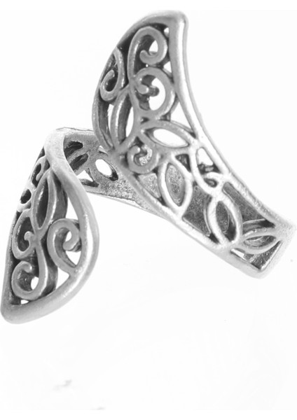 Kadın Antik Gümüş Kaplama Dolama Formlu Ayarlanabilir Yaprak Yüzük indirimleri