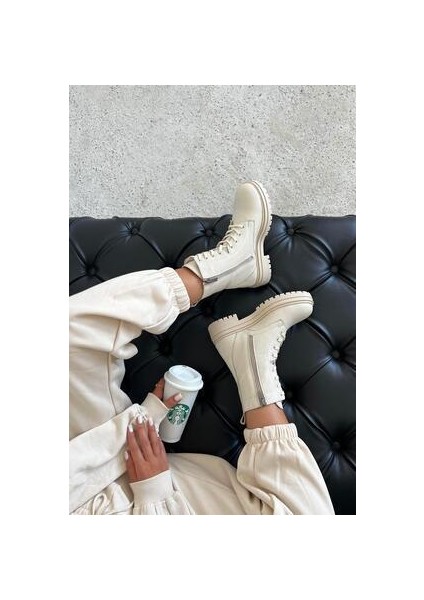 Walker Kadın Hakiki Deri Postal Bot Bej