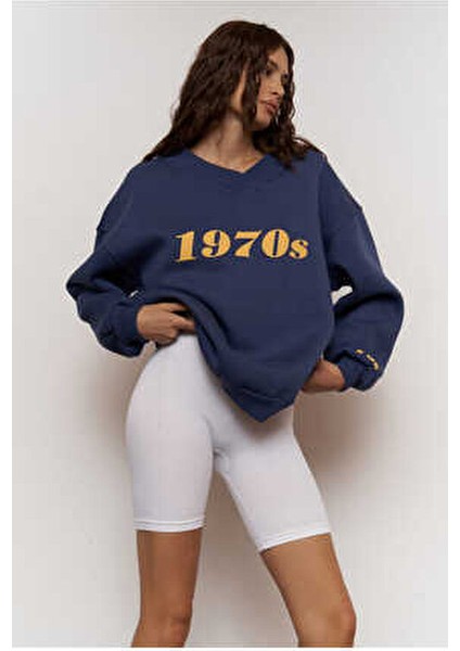 Mcllctn 1970S Indigo Oversize Unisex Sweatshirt