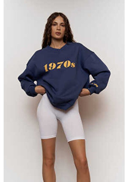 Mcllctn 1970S Indigo Oversize Unisex Sweatshirt fırsatları