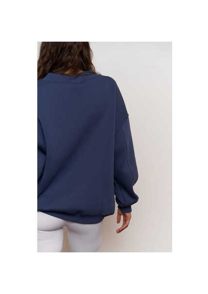 Mcllctn 1970S Indigo Oversize Unisex Sweatshirt