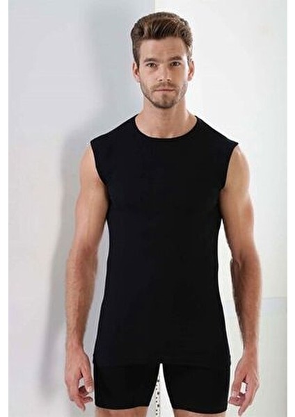 Arma Siyah Kolsuz Atlet %100 Pamuklu Dokuma 3'lü Paket Yuvarlak Yaka Tasarım