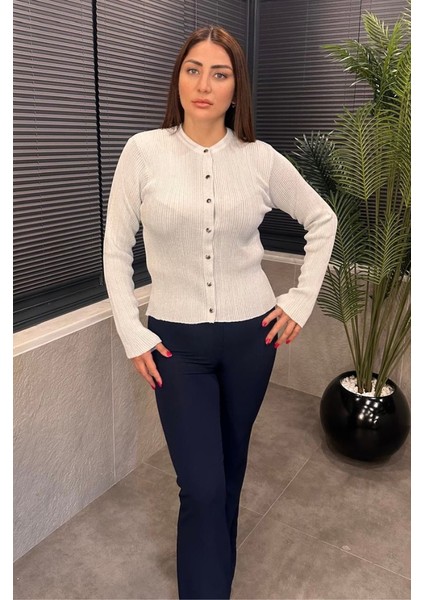 Gri Simli Merserize Hırka
