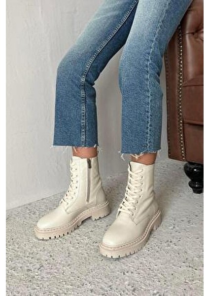 Virgina Kadın Hakiki Deri Postal Bot Bej fiyatları