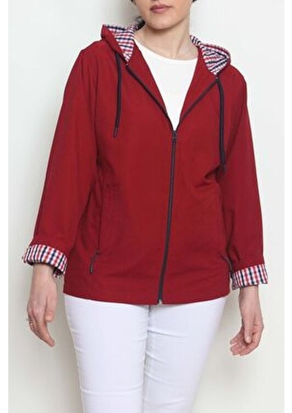 Kadın Kapüşonlu Yağmurluk & Rüzgarlık Kırmızı Düz Kumaş Regular Kalıp fiyatları