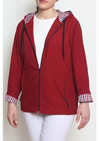 Kadın Kapüşonlu Yağmurluk & Rüzgarlık Kırmızı Düz Kumaş Regular Kalıp fırsatları