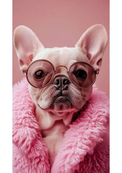 Pembe Pug Köpek V1 Ev Duvar Salon Güzellik Salonu Ofis Dükkan Dekarasyon Kanvas Tablo fiyatları