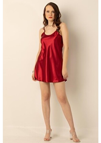 Ince Askılı Mini Saten Gecelik indirimleri