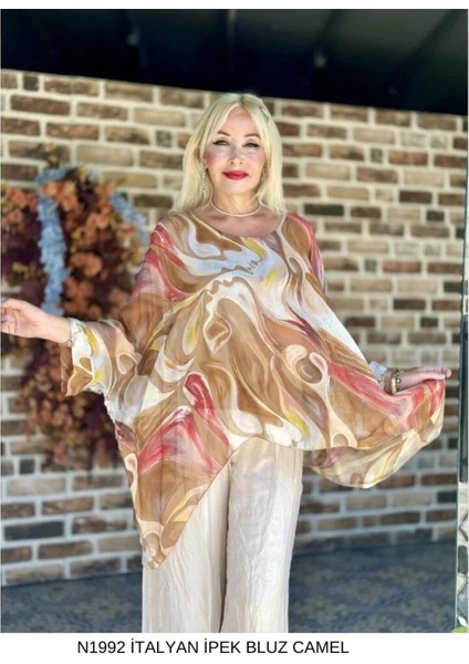 NB502011 Italyan Ipek Bluz Kahve