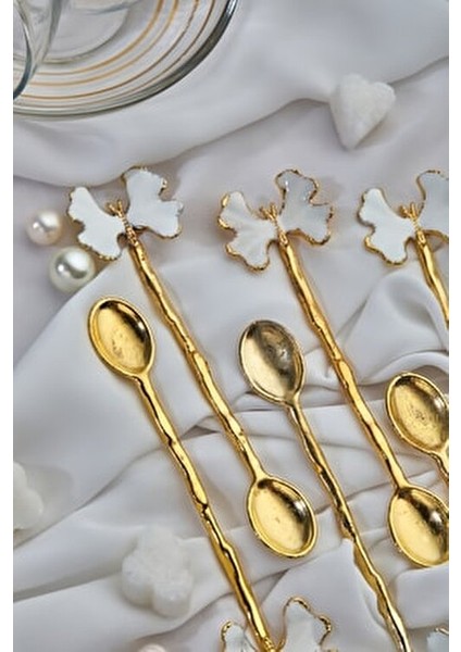 6 Adet Kelebek Model Çay Kaşığı Beyaz Bav fiyatları