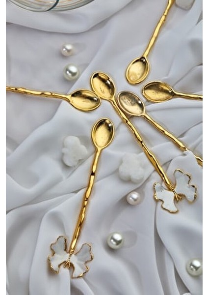 6 Adet Kelebek Model Çay Kaşığı Beyaz Bav indirimleri