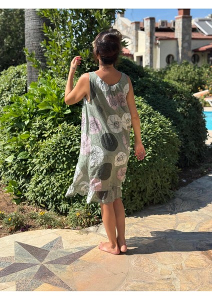 YG205010 Italyan Coton Elbise Haki modelleri