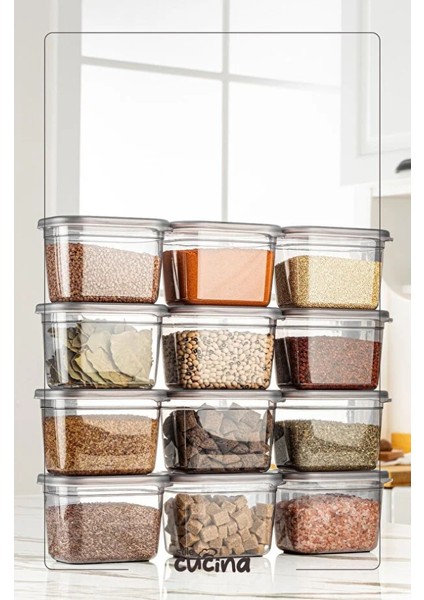 12'li Büyük Boy Plastik Kapak Dikdörtgen Saklama Kabı Seti Etiketli 800 ml Antrasit fiyatları