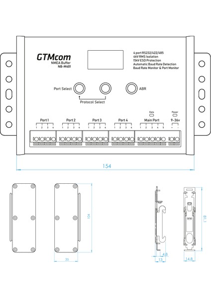 NB-M401 Nmea Buffer Seri Çoklayıcı - 4 Portlu modelleri