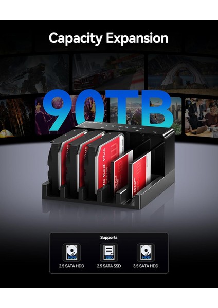 6558US3-C 5x 2.5"/3.5" Sata HDD Yuva, MAX.5X18TB Desteği,tak&çalıştır,kolay Kurulum Disk Istasyonu (6558US3-C ) modelleri