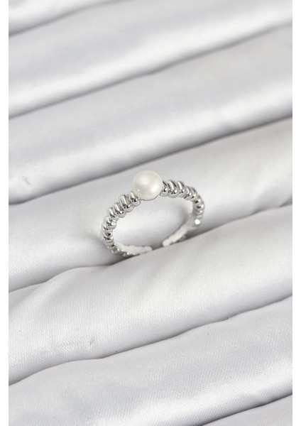 Pirinç Gümüş Renk Göbek Inci Model Kadın Yüzük - PRT3500EB09059