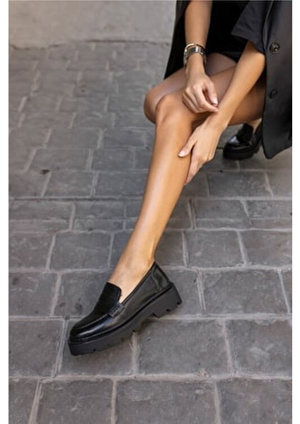 Mertens Kadin Siyah Cilt Deri Loafer Ayakkabı